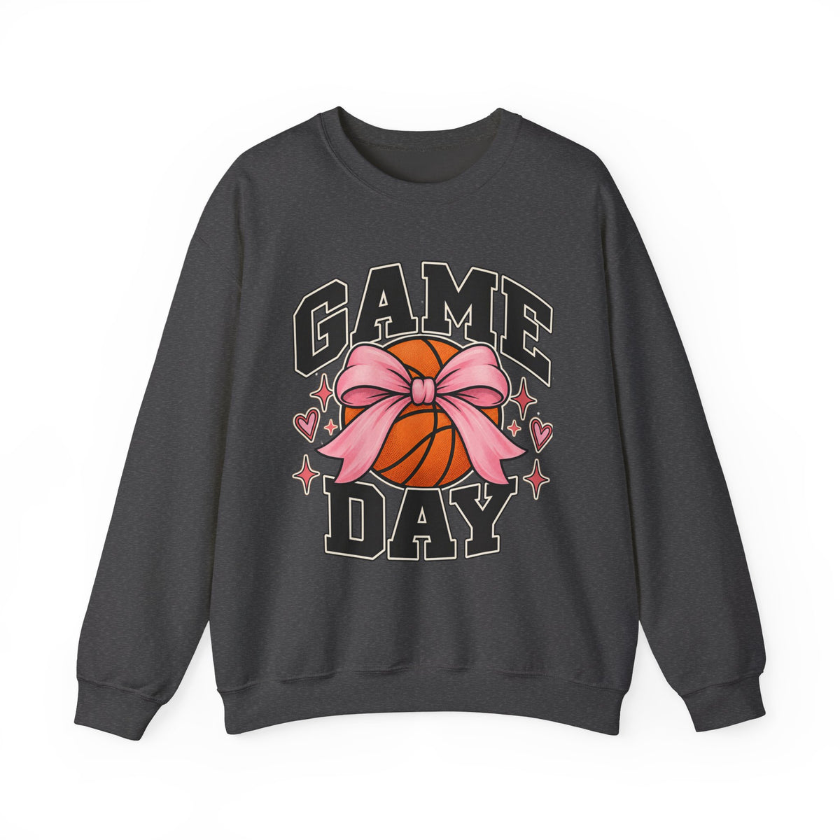 Game Day Pink Bow Basketball Crewneck Sweatshirt 🏀🎀