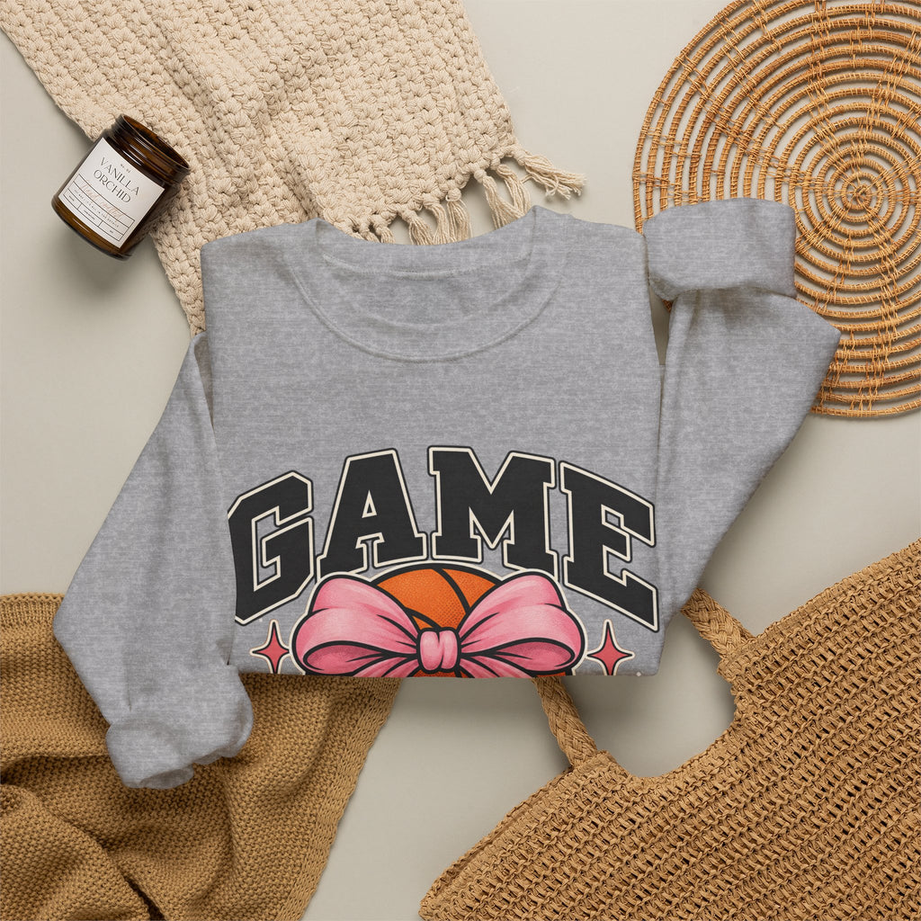 Game Day Pink Bow Basketball Crewneck Sweatshirt 🏀🎀