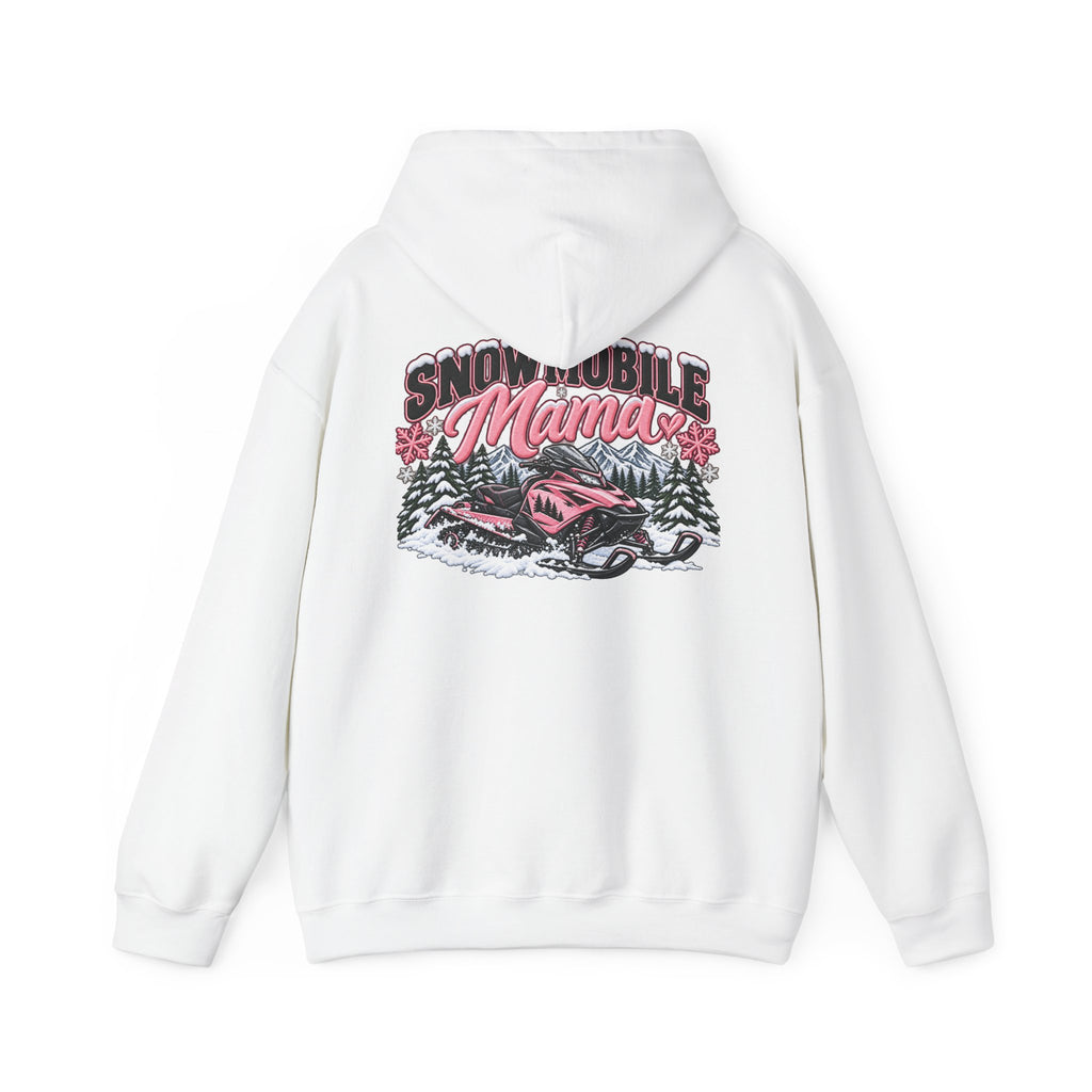 Snowmobile Mama Winter Hoodie – Women’s Snowmobile Graphic Sweatshirt | Cozy Winter Outdoor Hoodie 🩷❄️🏔️
