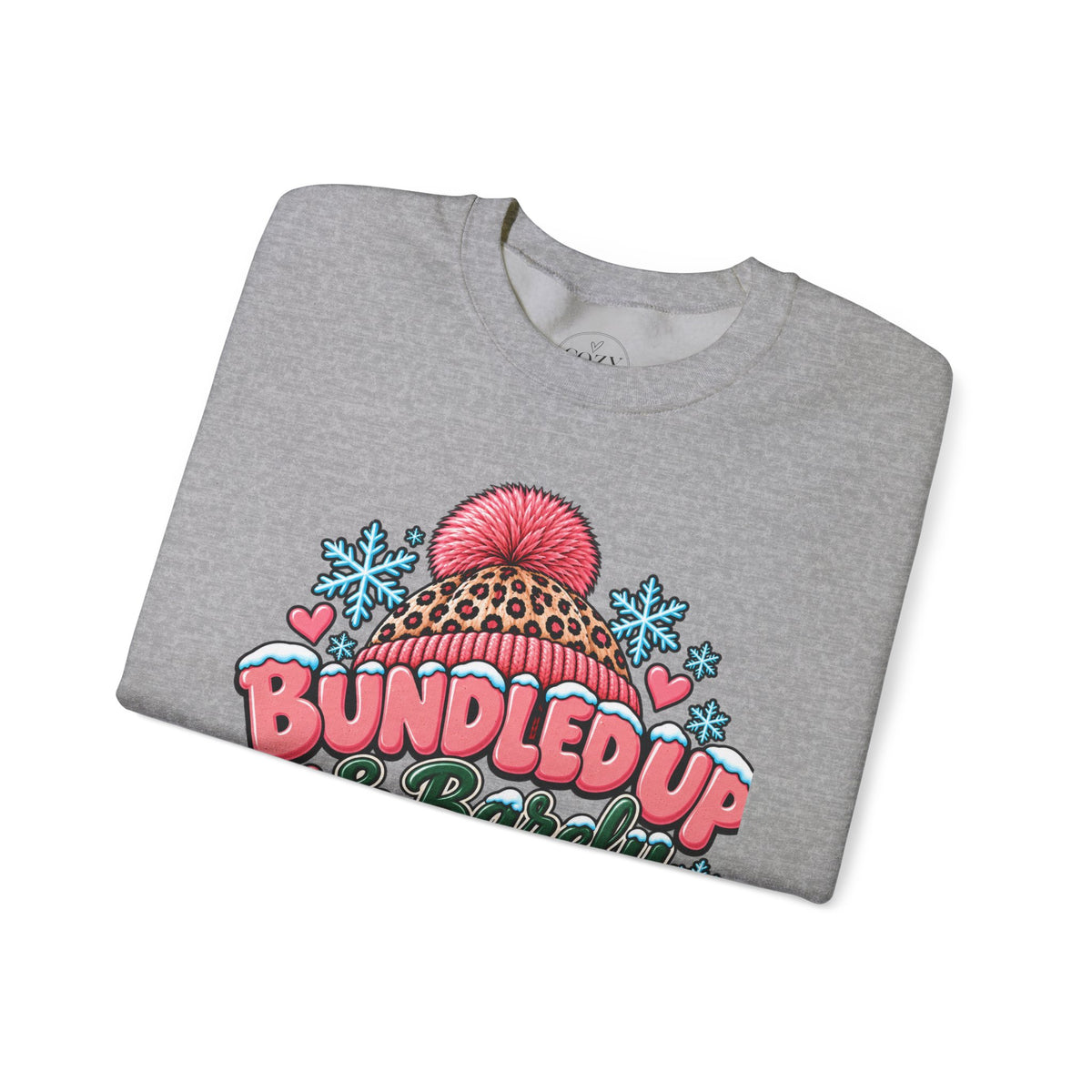 Bundled Up & Barely Functioning Winter Crewneck Sweatshirt – Cozy Mama Graphic Sweater ❄️🩷