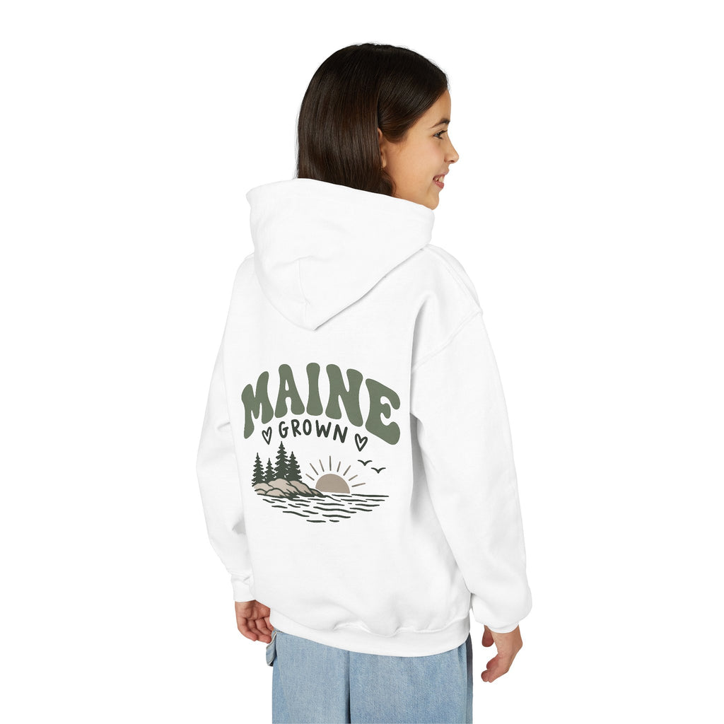 Maine Grown Kids Sweatshirt – Cozy Outdoor Pine Tree & Sunset Crewneck