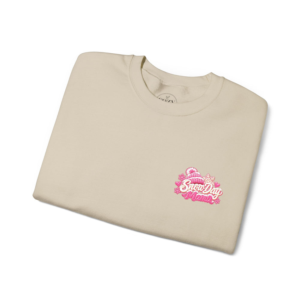 “Snow Day Mama Embroidered Crewneck – Cozy Winter Mom Sweatshirt.” ❄️🩷