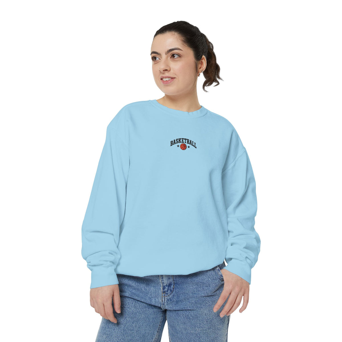 Basketball Embroidery-Look Crewneck Sweatshirt 🏀
