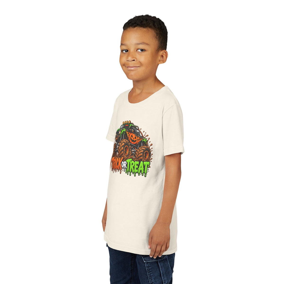 Trick or Treat Monster Truck Kids Halloween Sweatshirt | Cozy Chaos Kid 🎃🏁👻