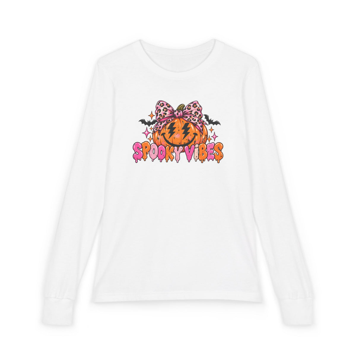 Spooky Vibes Pumpkin Bow Kids Halloween Sweatshirt | Cozy Chaos Kid 🎃🎀👻