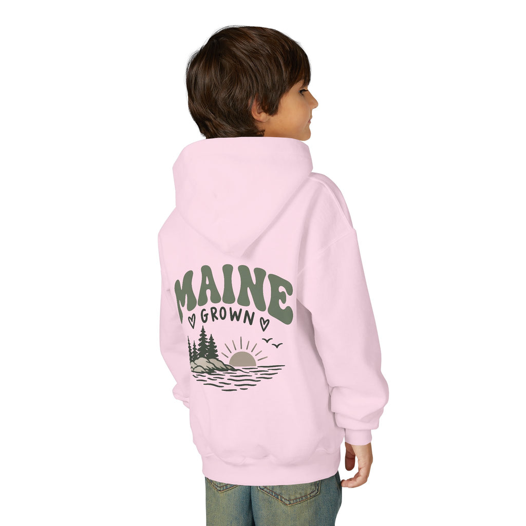 Maine Grown Kids Sweatshirt – Cozy Outdoor Pine Tree & Sunset Crewneck