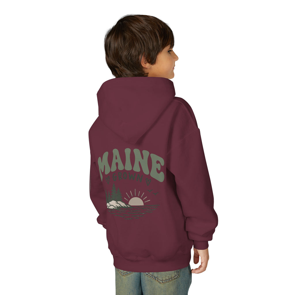 Maine Grown Kids Sweatshirt – Cozy Outdoor Pine Tree & Sunset Crewneck