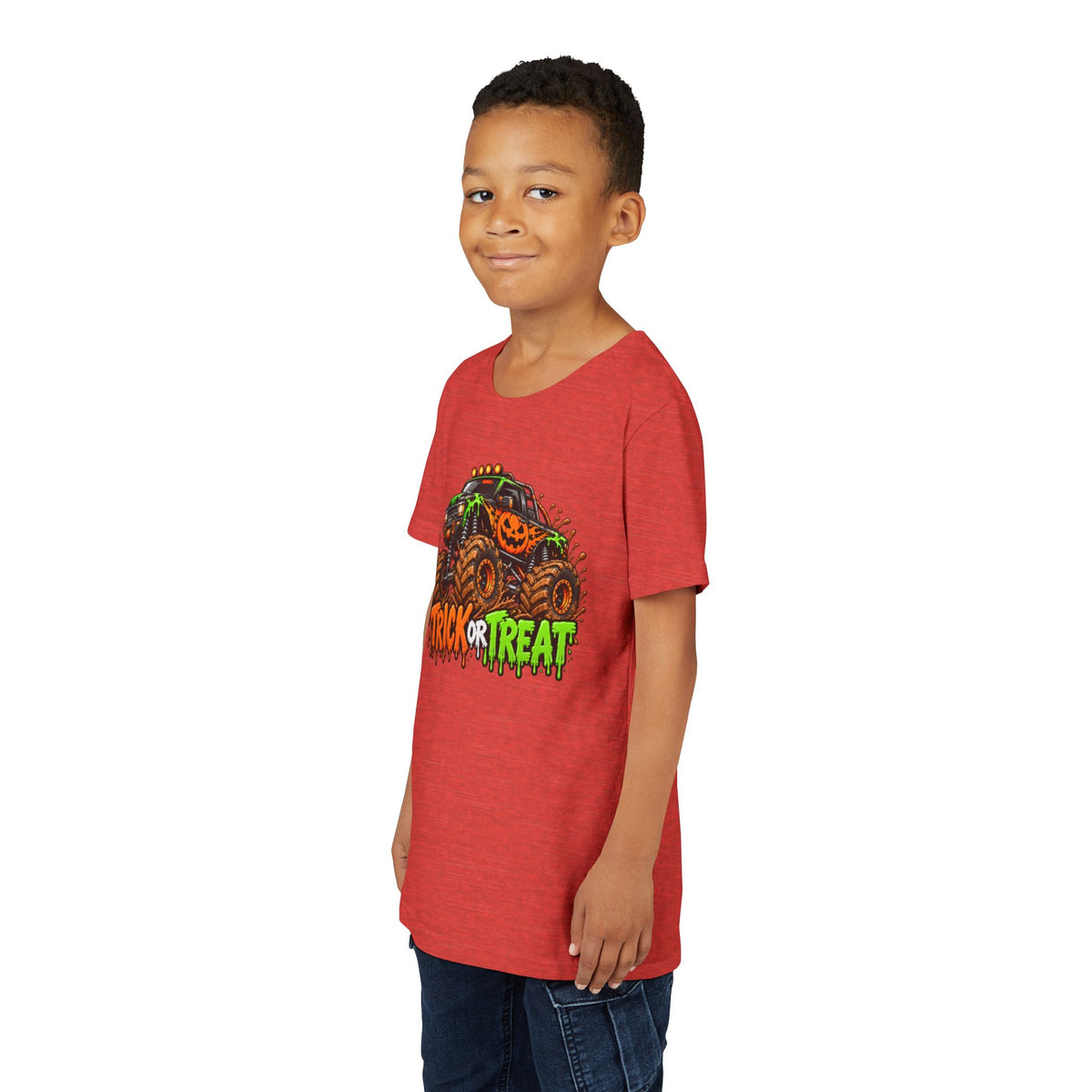 Trick or Treat Monster Truck Kids Halloween Sweatshirt | Cozy Chaos Kid 🎃🏁👻