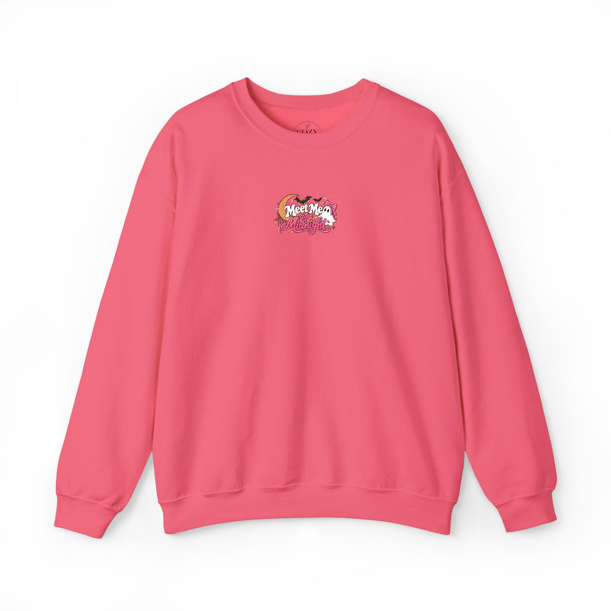 Meet Me at Midnight Embroidered Halloween Crewneck Sweatshirt – Spooky Ghost & Moon Coquette Sweatshirt 🎀👻🌙