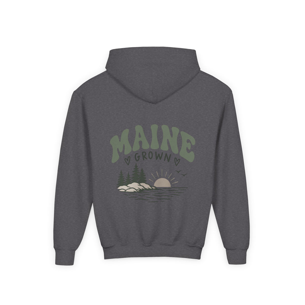 Maine Grown Kids Sweatshirt – Cozy Outdoor Pine Tree & Sunset Crewneck