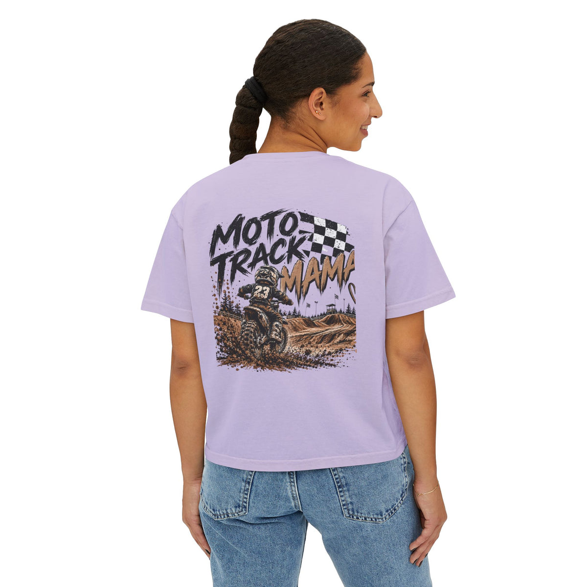 Moto Track Mama – Motocross Mom Graphic CropTee 🏁🤎