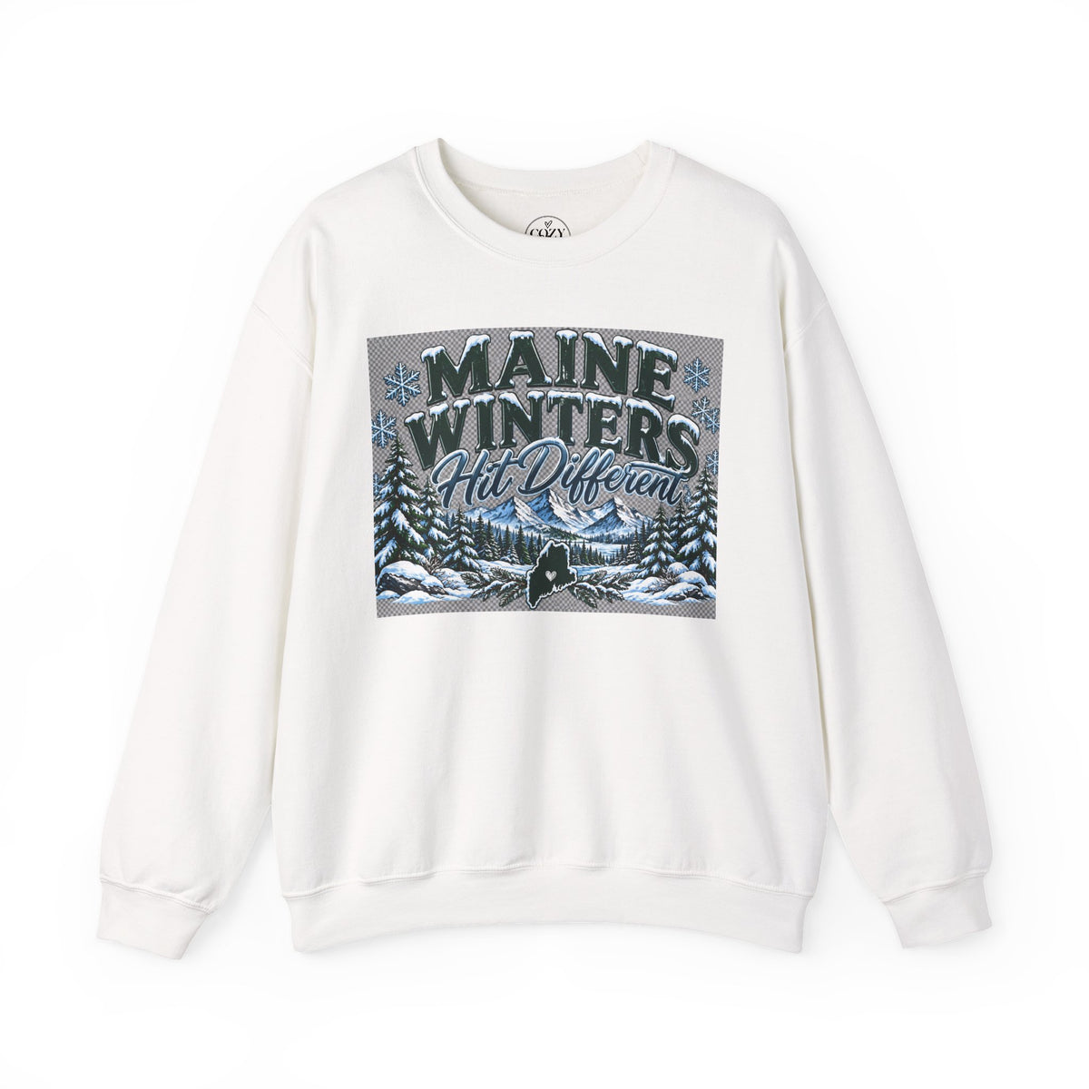Maine Winters Hit Different Crewneck Sweatshirt – Cozy Maine Winter Mountain Sweater ❄️🌲🏔️