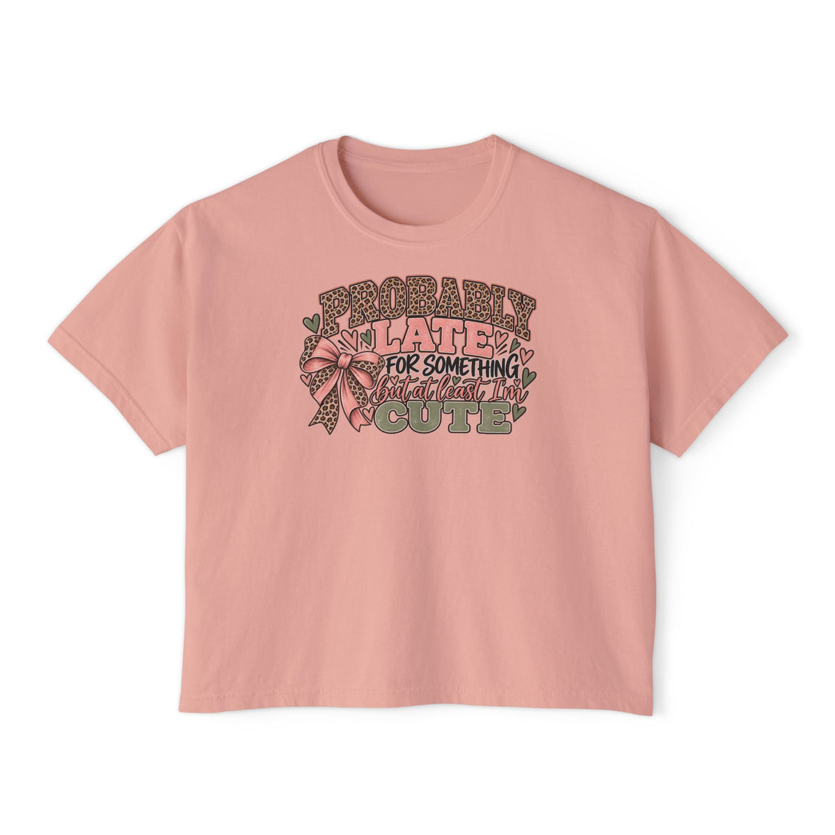 Probably Late for Something, But at Least I’m Cute | Leopard Bow Mom Crewneck Sweatshirt 🎀💕