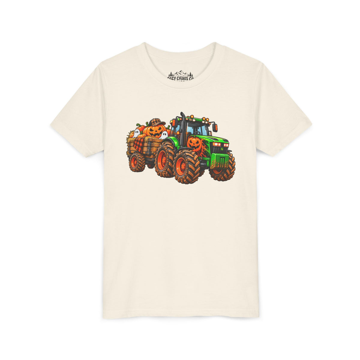 Halloween Tractor Pumpkin Patch Kids Sweatshirt | Cozy Chaos Kid 🎃🚜👻