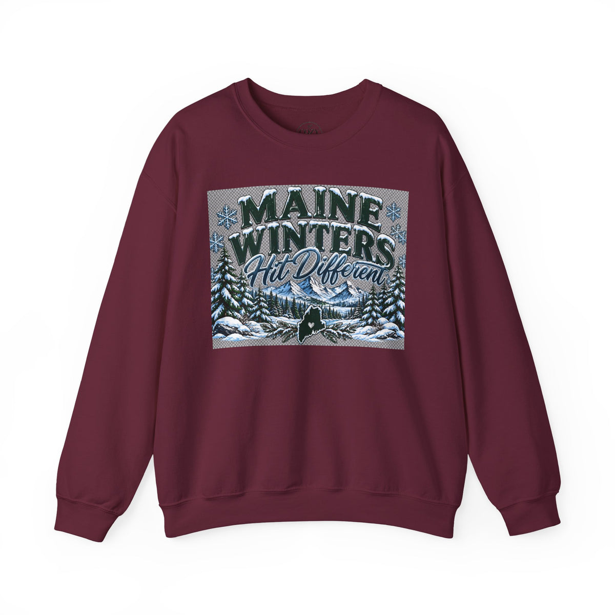 Maine Winters Hit Different Crewneck Sweatshirt – Cozy Maine Winter Mountain Sweater ❄️🌲🏔️