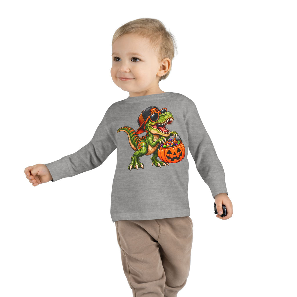 Trick or Treat T-Rex Toddler Halloween Shirt | Cozy Chaos Kid 🦖🎃🍬