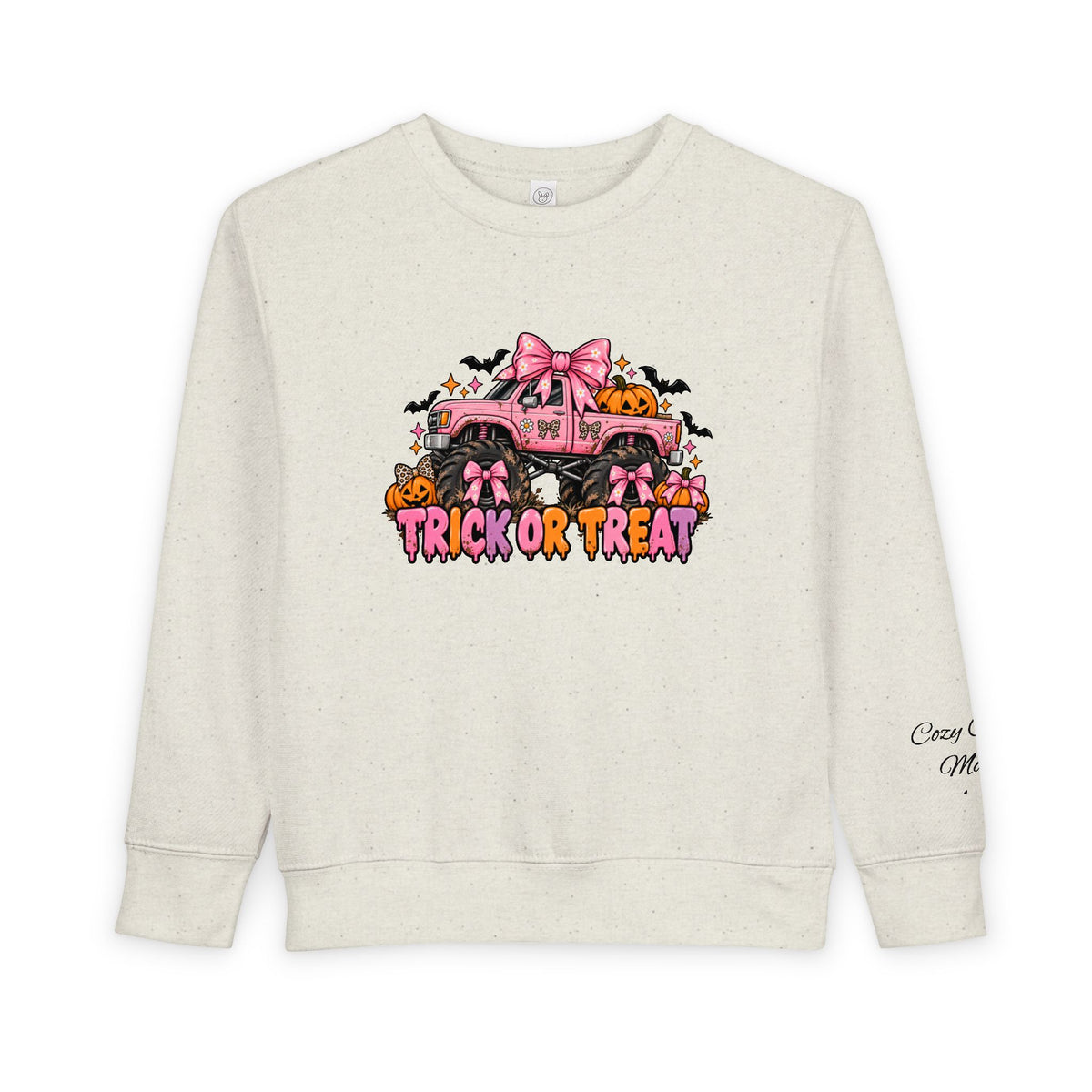 “Pink Trick or Treat Monster Truck Toddler Kids Halloween Sweatshirt | Cozy Chaos Kid” 🎀👻🏁