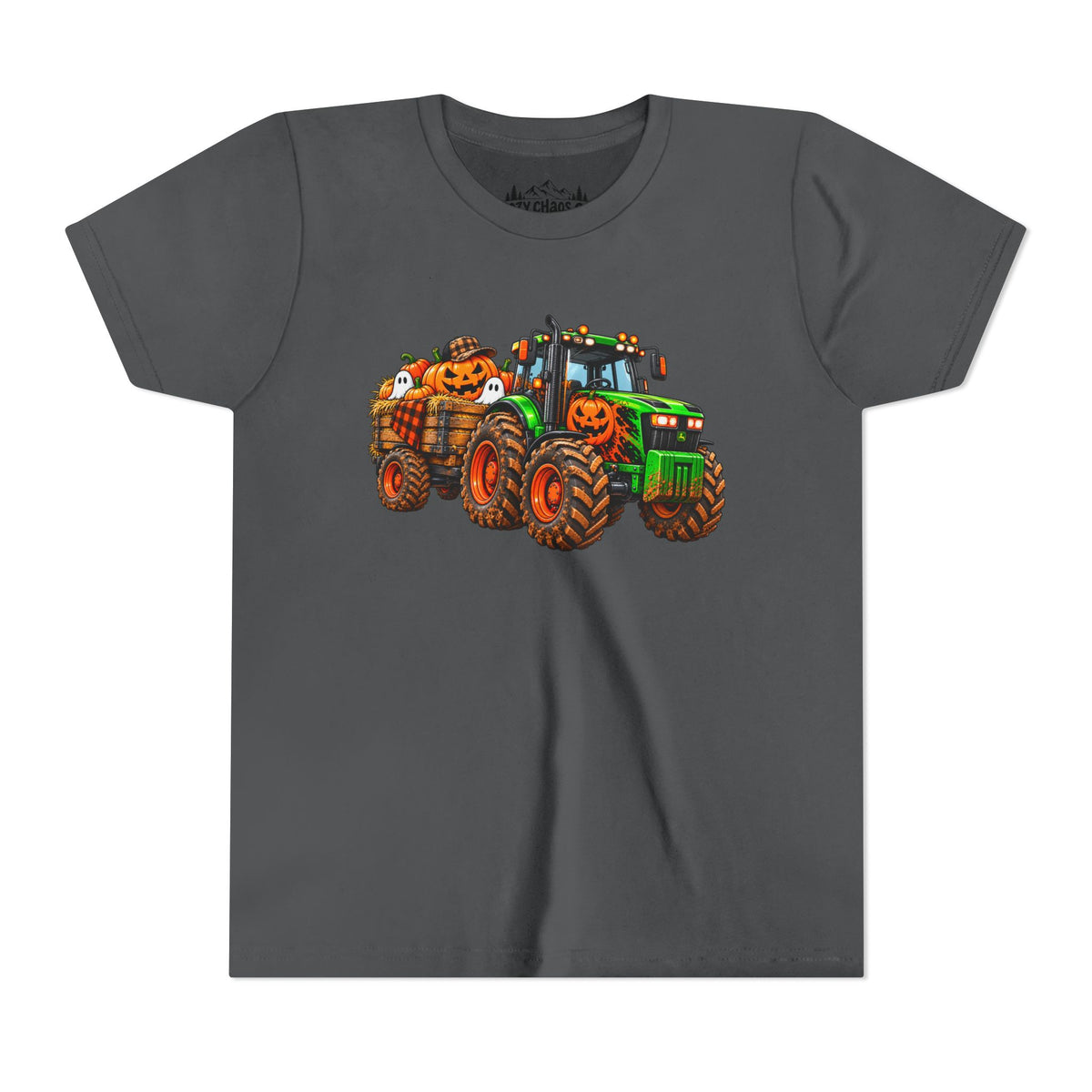 Halloween Tractor Pumpkin Patch Kids Sweatshirt | Cozy Chaos Kid 🎃🚜👻
