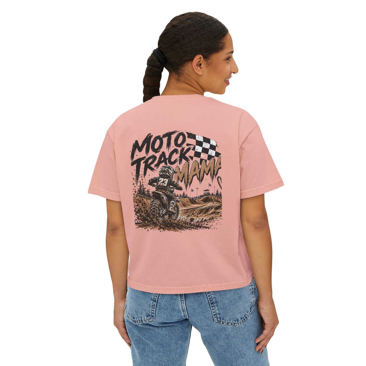 Moto Track Mama – Motocross Mom Graphic CropTee 🏁🤎