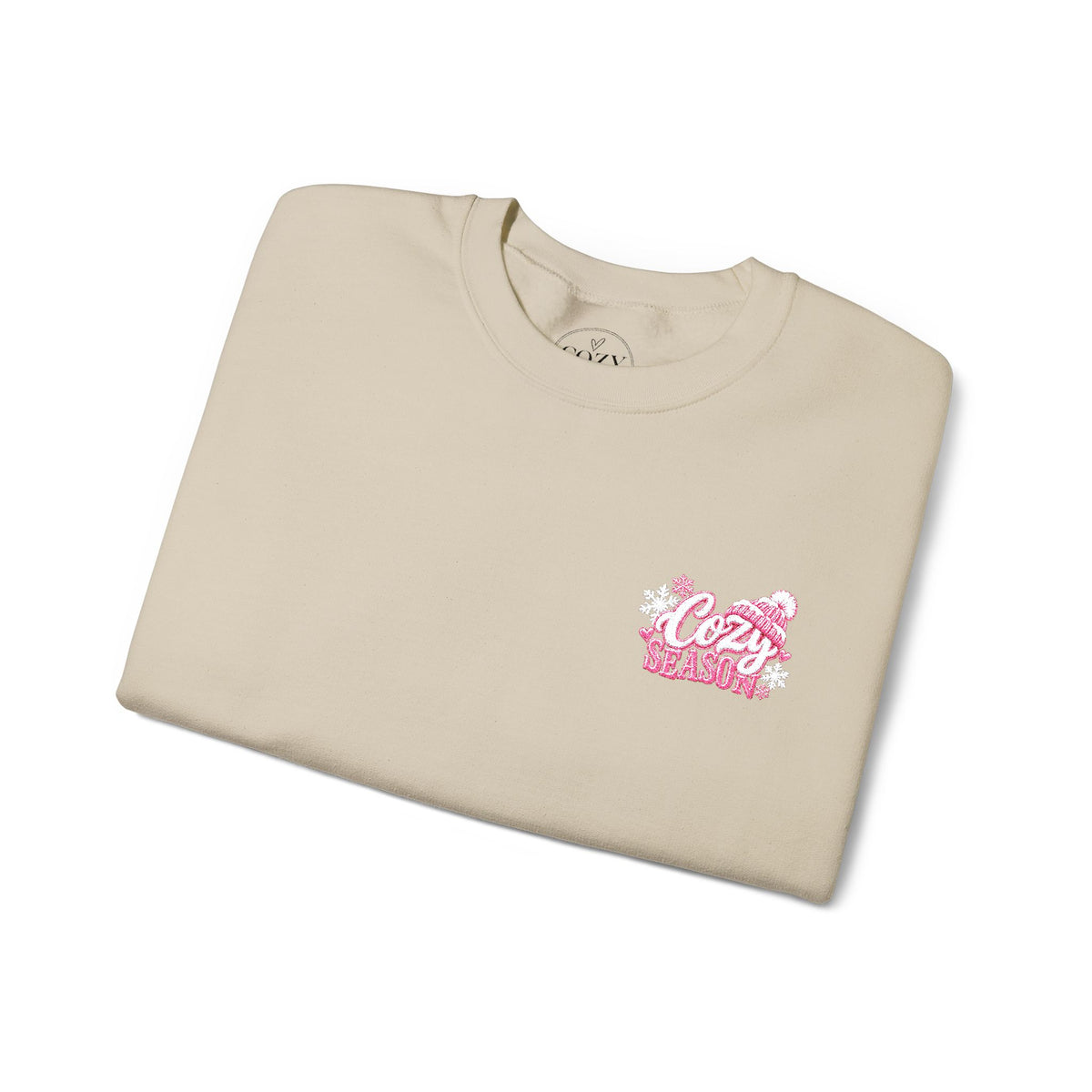 Cozy Season Embroidered Winter Crewneck Sweatshirt – Cozy Mama Snow Day Sweater ❄️🩷