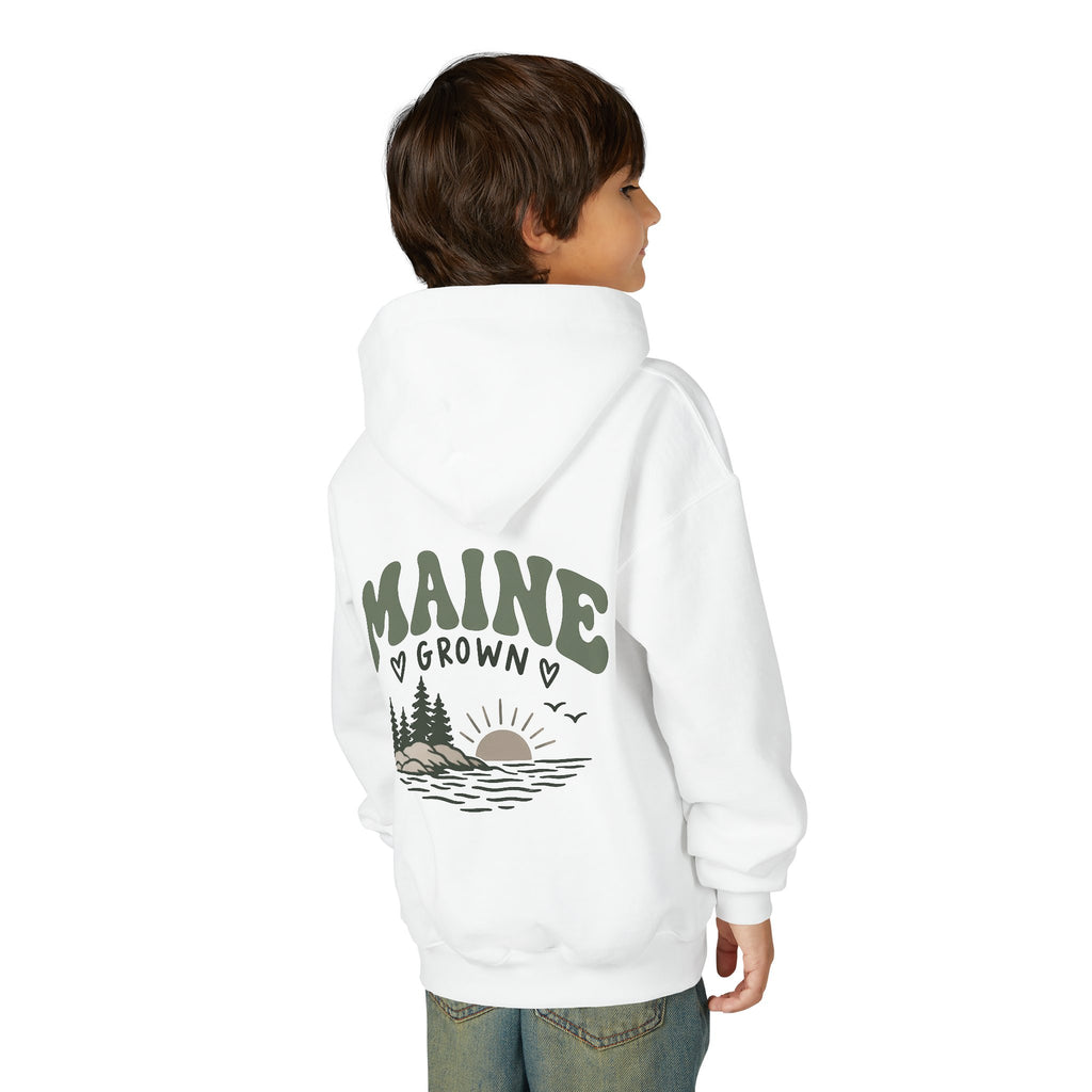 Maine Grown Kids Sweatshirt – Cozy Outdoor Pine Tree & Sunset Crewneck
