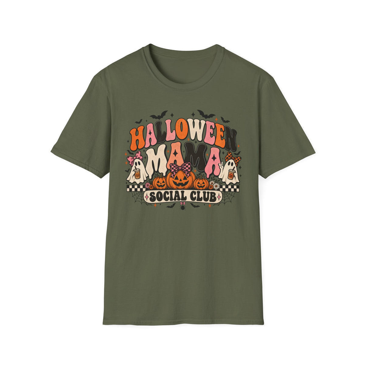 Halloween Mama Social Club Retro Crewneck Sweatshirt – Cute Spooky Mom Halloween Graphic 🎃👻🩷