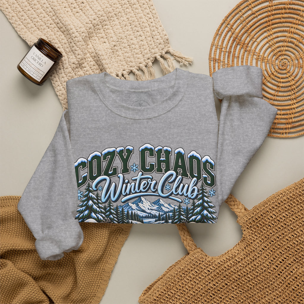 Cozy Chaos Winter Club Maine Crewneck Sweatshirt – Cozy Mountain Winter Sweater ❄️🌲🏔️