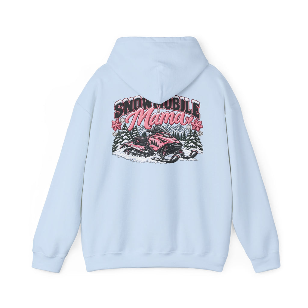 Snowmobile Mama Winter Hoodie – Women’s Snowmobile Graphic Sweatshirt | Cozy Winter Outdoor Hoodie 🩷❄️🏔️