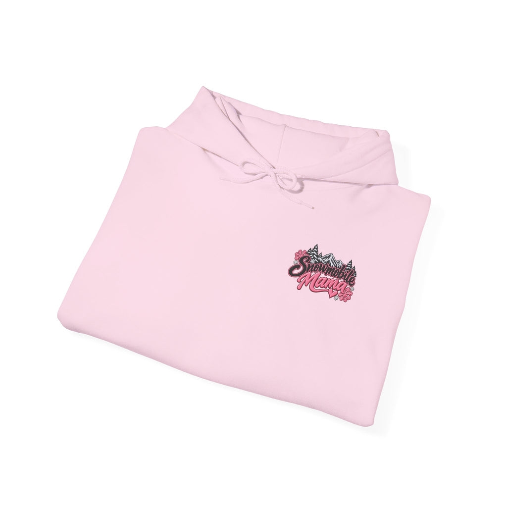 Snowmobile Mama Winter Hoodie – Women’s Snowmobile Graphic Sweatshirt | Cozy Winter Outdoor Hoodie 🩷❄️🏔️