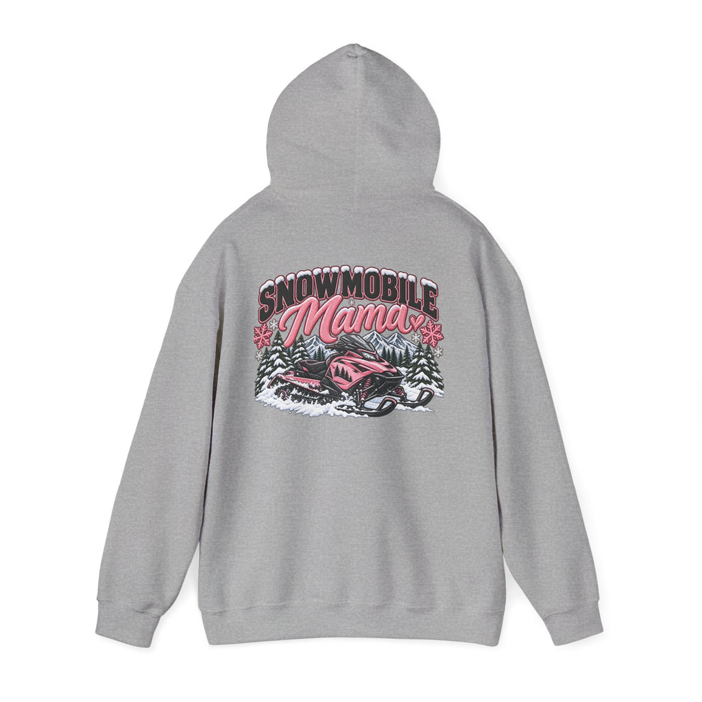 Snowmobile Mama Winter Hoodie – Women’s Snowmobile Graphic Sweatshirt | Cozy Winter Outdoor Hoodie 🩷❄️🏔️