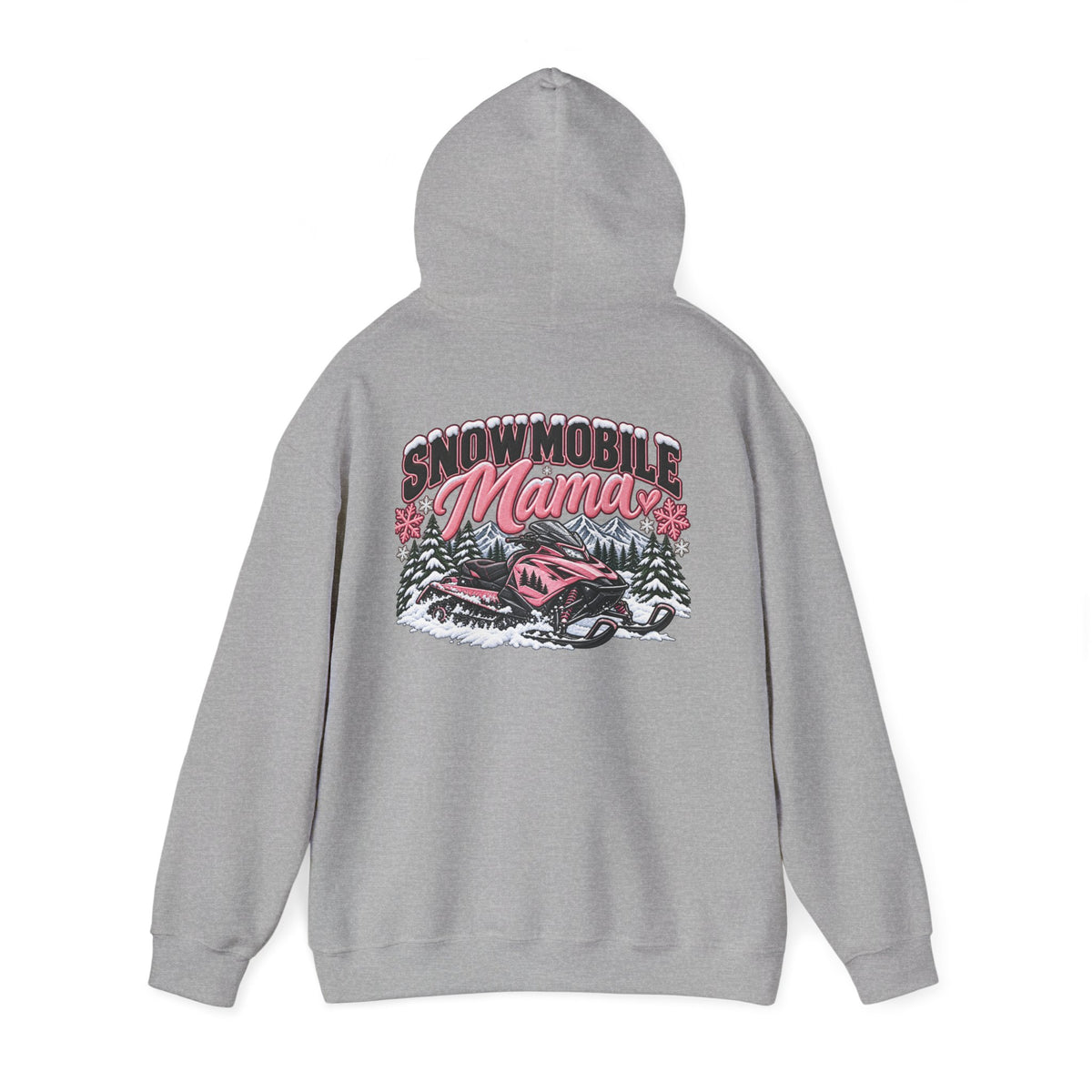 Snowmobile Mama Winter Hoodie – Women’s Snowmobile Graphic Sweatshirt | Cozy Winter Outdoor Hoodie 🩷❄️🏔️