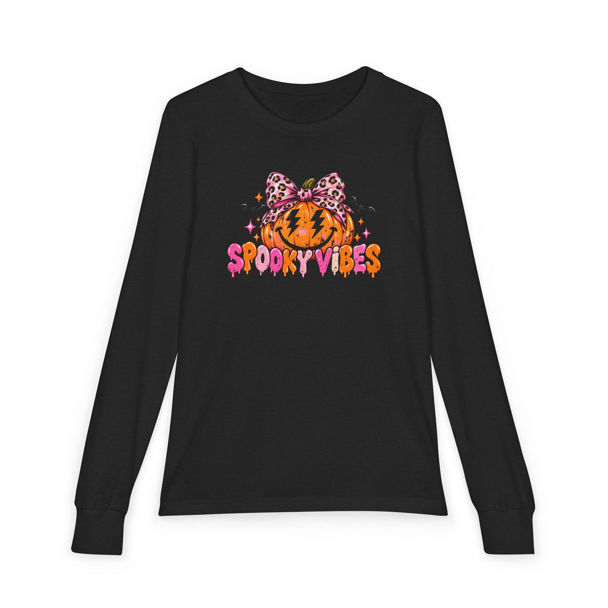 Spooky Vibes Pumpkin Bow Kids Halloween Sweatshirt | Cozy Chaos Kid 🎃🎀👻