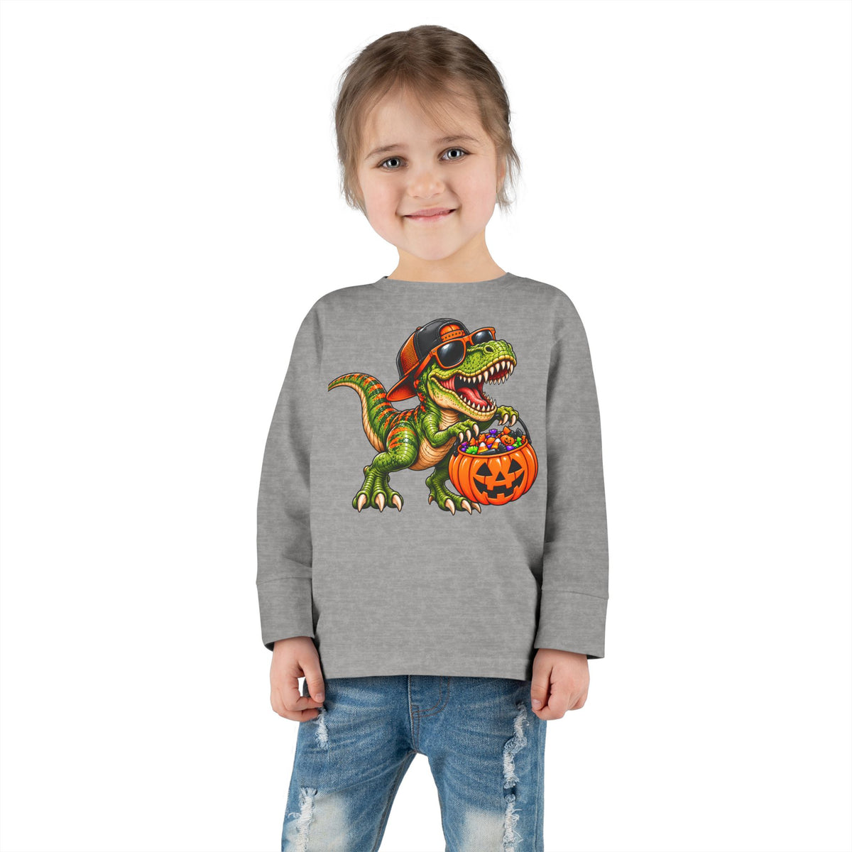 Trick or Treat T-Rex Toddler Halloween Shirt | Cozy Chaos Kid 🦖🎃🍬
