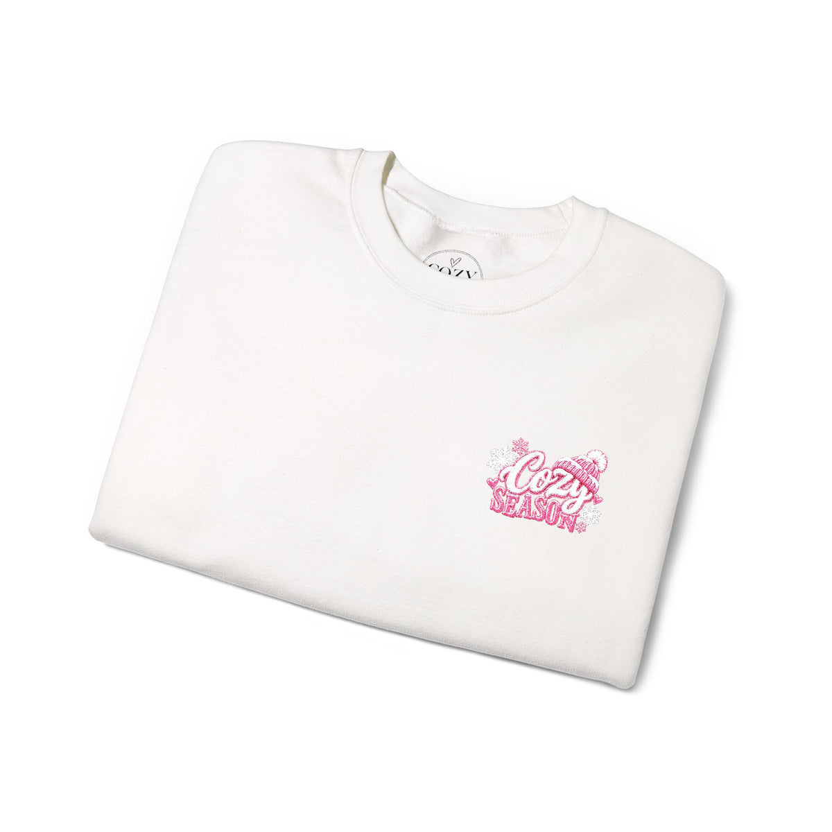 Cozy Season Embroidered Winter Crewneck Sweatshirt – Cozy Mama Snow Day Sweater ❄️🩷