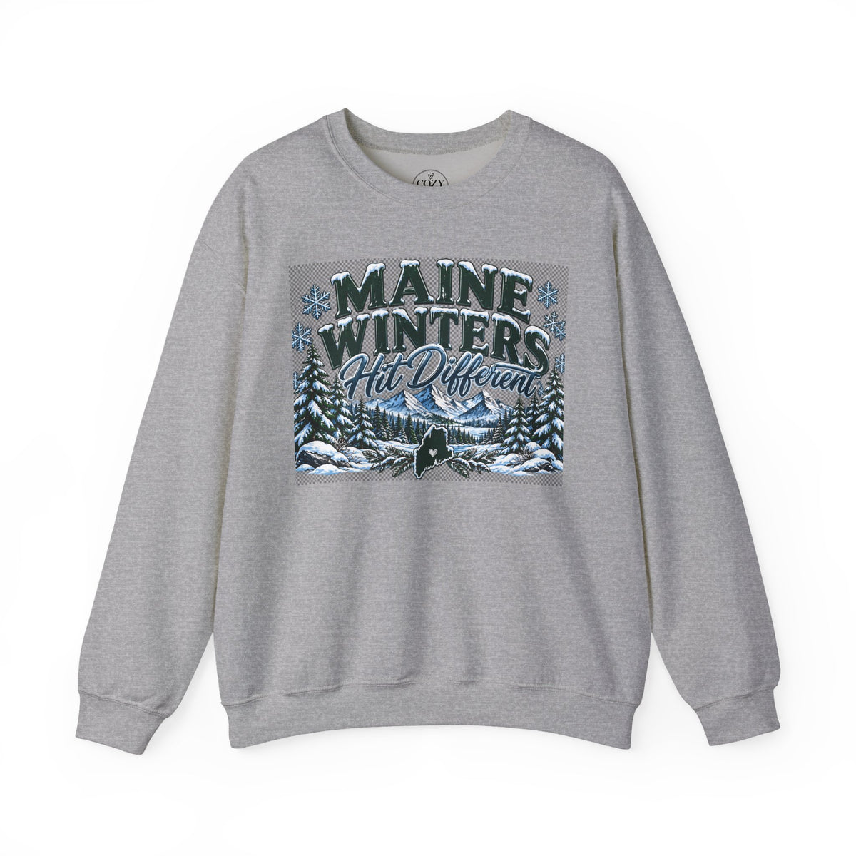 Maine Winters Hit Different Crewneck Sweatshirt – Cozy Maine Winter Mountain Sweater ❄️🌲🏔️