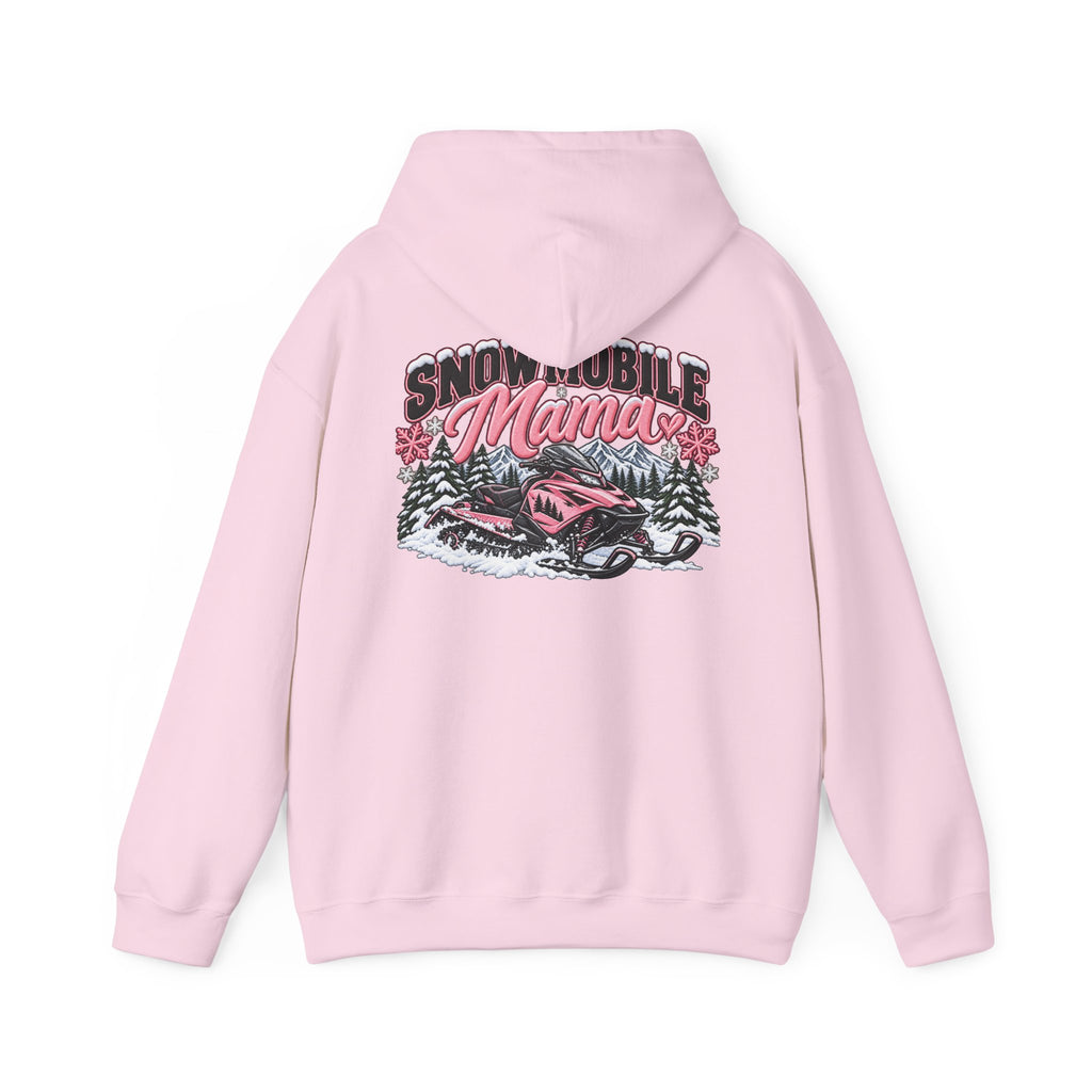 Snowmobile Mama Winter Hoodie – Women’s Snowmobile Graphic Sweatshirt | Cozy Winter Outdoor Hoodie 🩷❄️🏔️