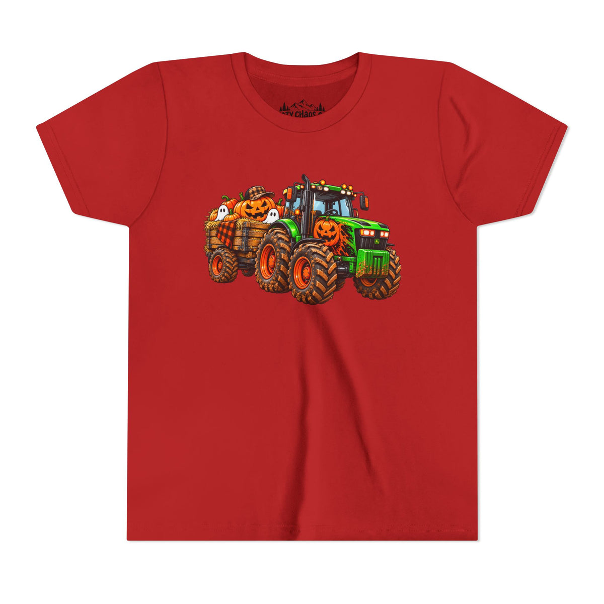 Halloween Tractor Pumpkin Patch Kids Sweatshirt | Cozy Chaos Kid 🎃🚜👻