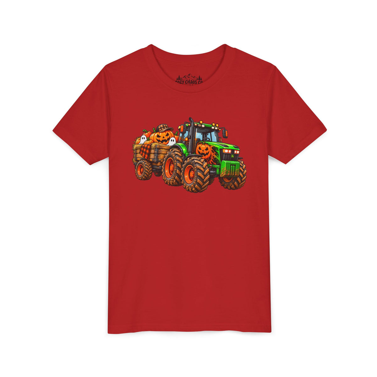 Halloween Tractor Pumpkin Patch Kids Sweatshirt | Cozy Chaos Kid 🎃🚜👻