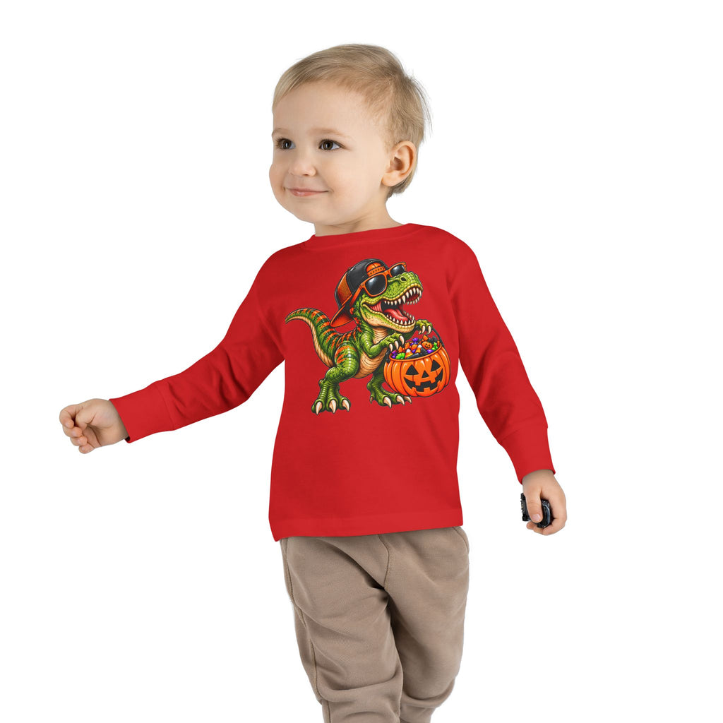 Trick or Treat T-Rex Toddler Halloween Shirt | Cozy Chaos Kid 🦖🎃🍬