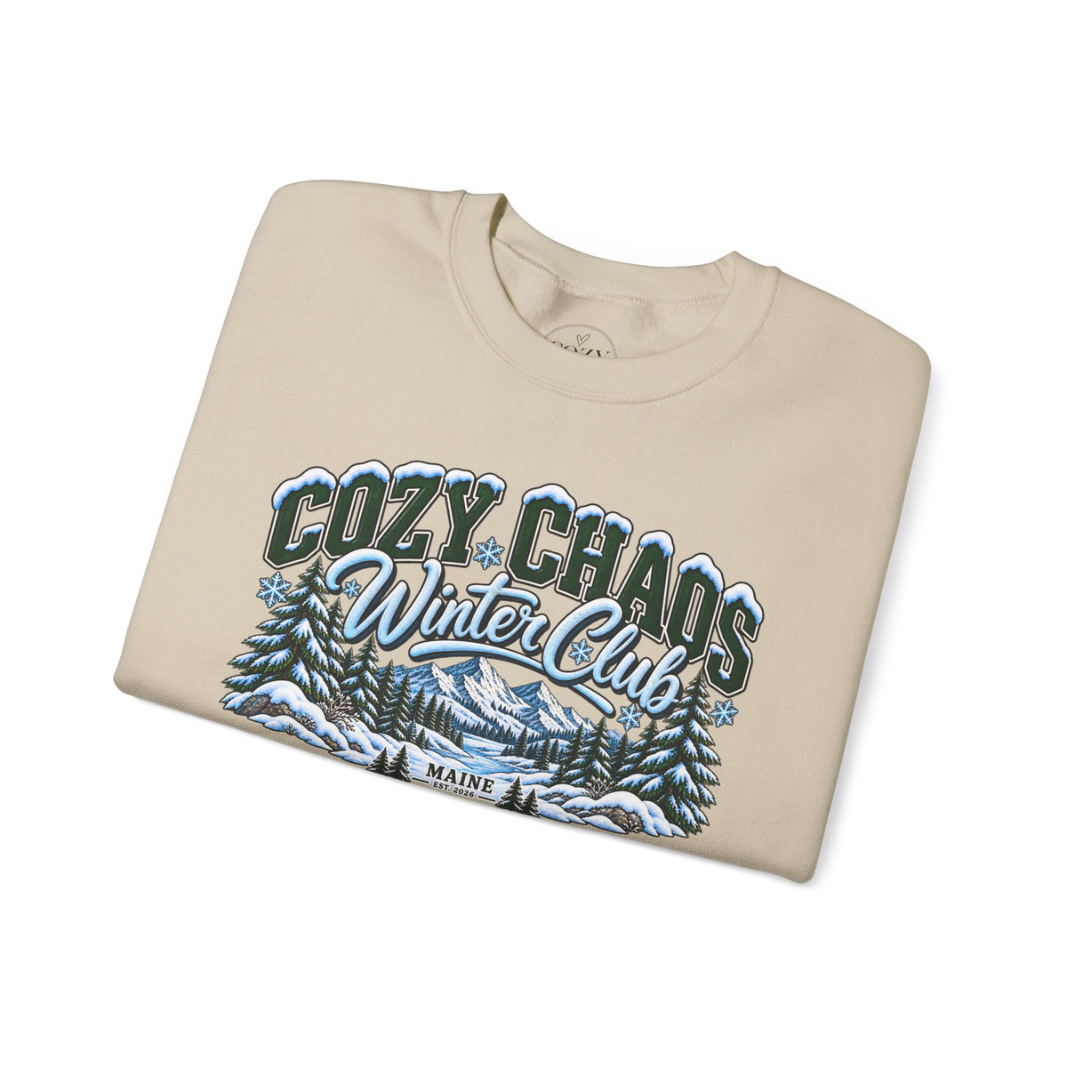 Cozy Chaos Winter Club Maine Crewneck Sweatshirt – Cozy Mountain Winter Sweater ❄️🌲🏔️