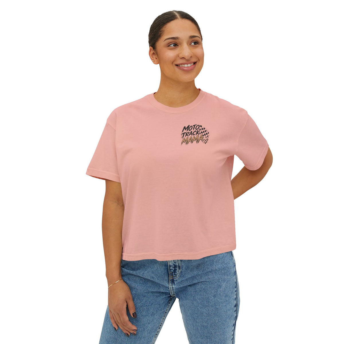 Moto Track Mama – Motocross Mom Graphic CropTee 🏁🤎