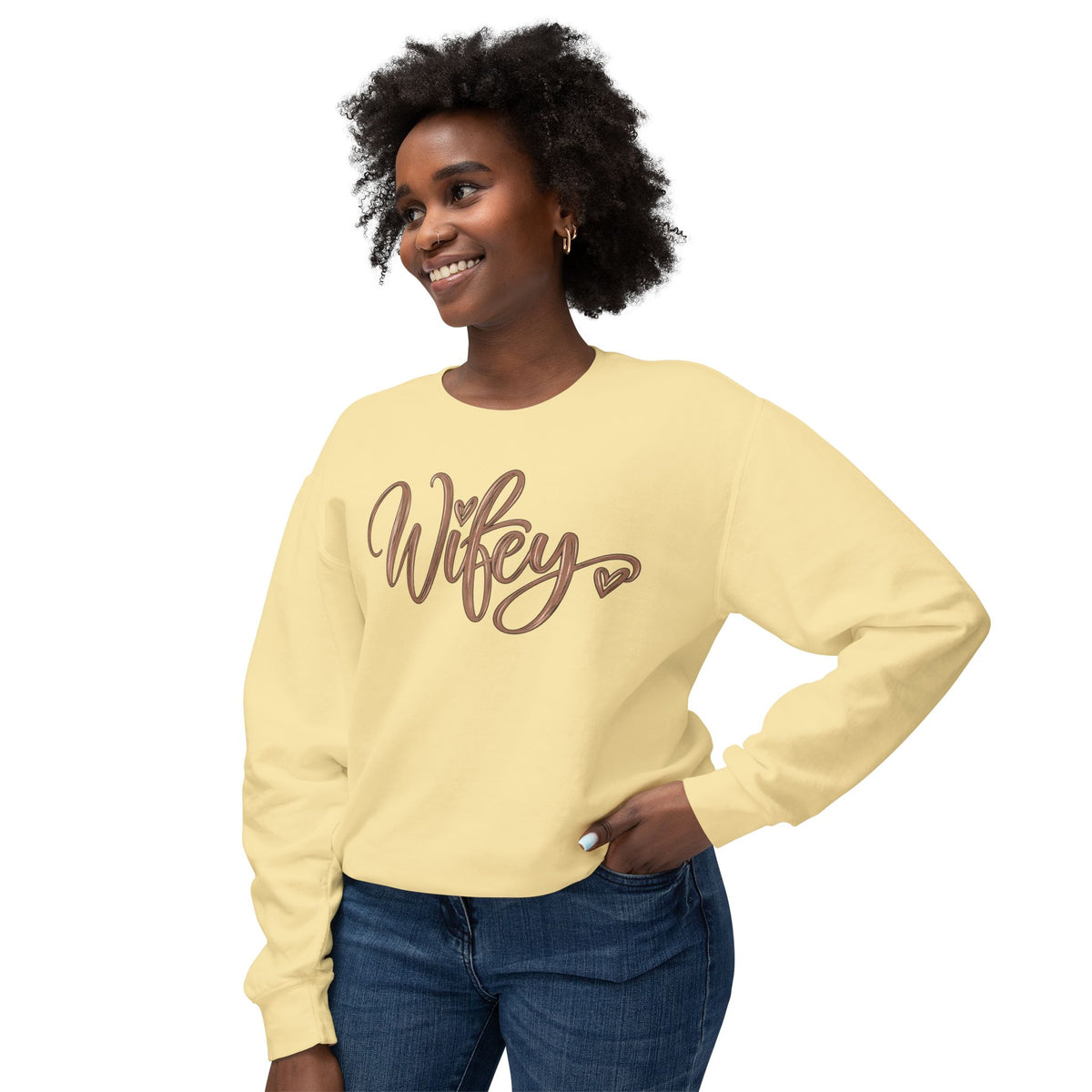 Wifey Crewneck Sweatshirt | Cozy Bridal Sweatshirt | Newlywed Wife Gift | Cute Wife Sweater 💍🤎