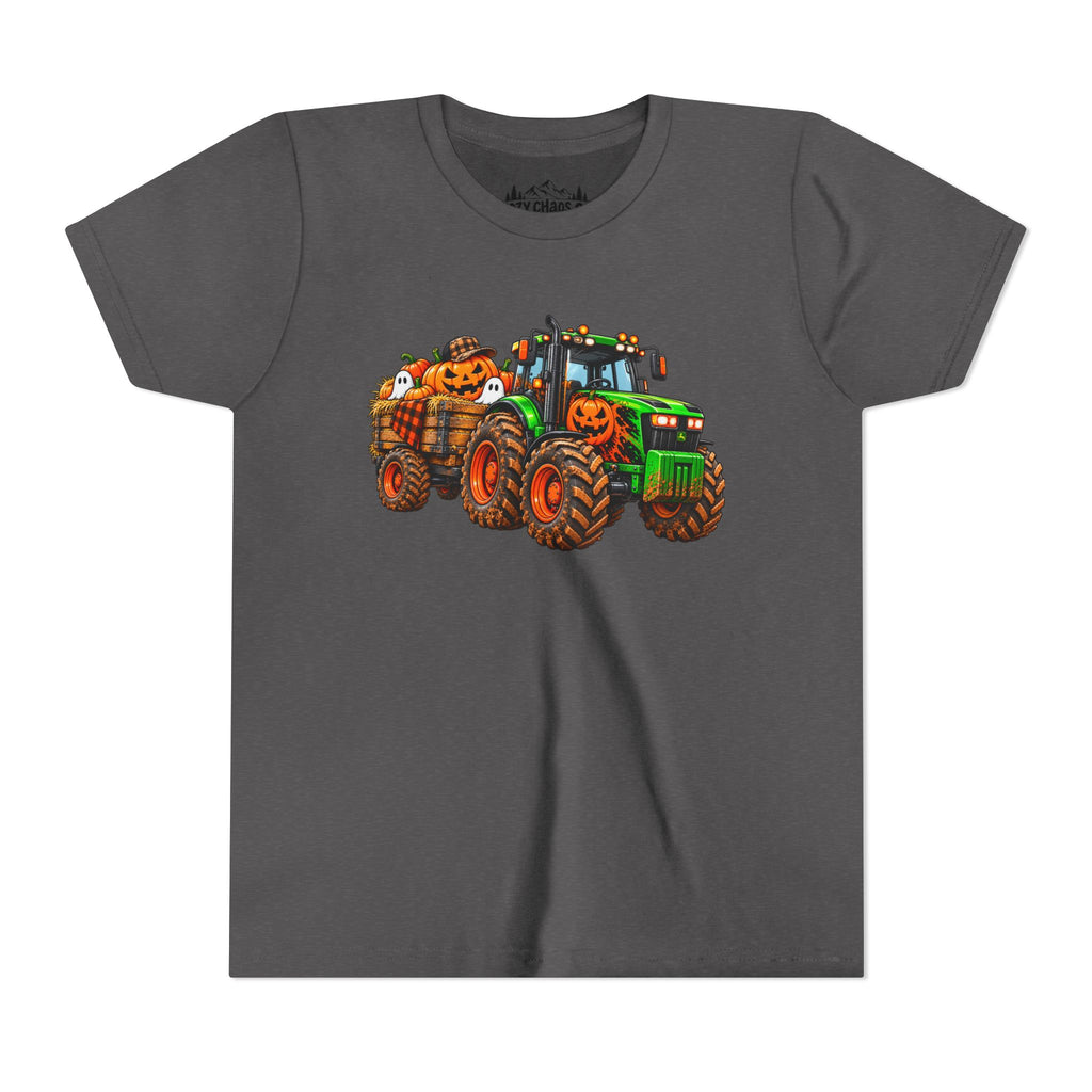 Halloween Tractor Pumpkin Patch Kids Sweatshirt | Cozy Chaos Kid 🎃🚜👻