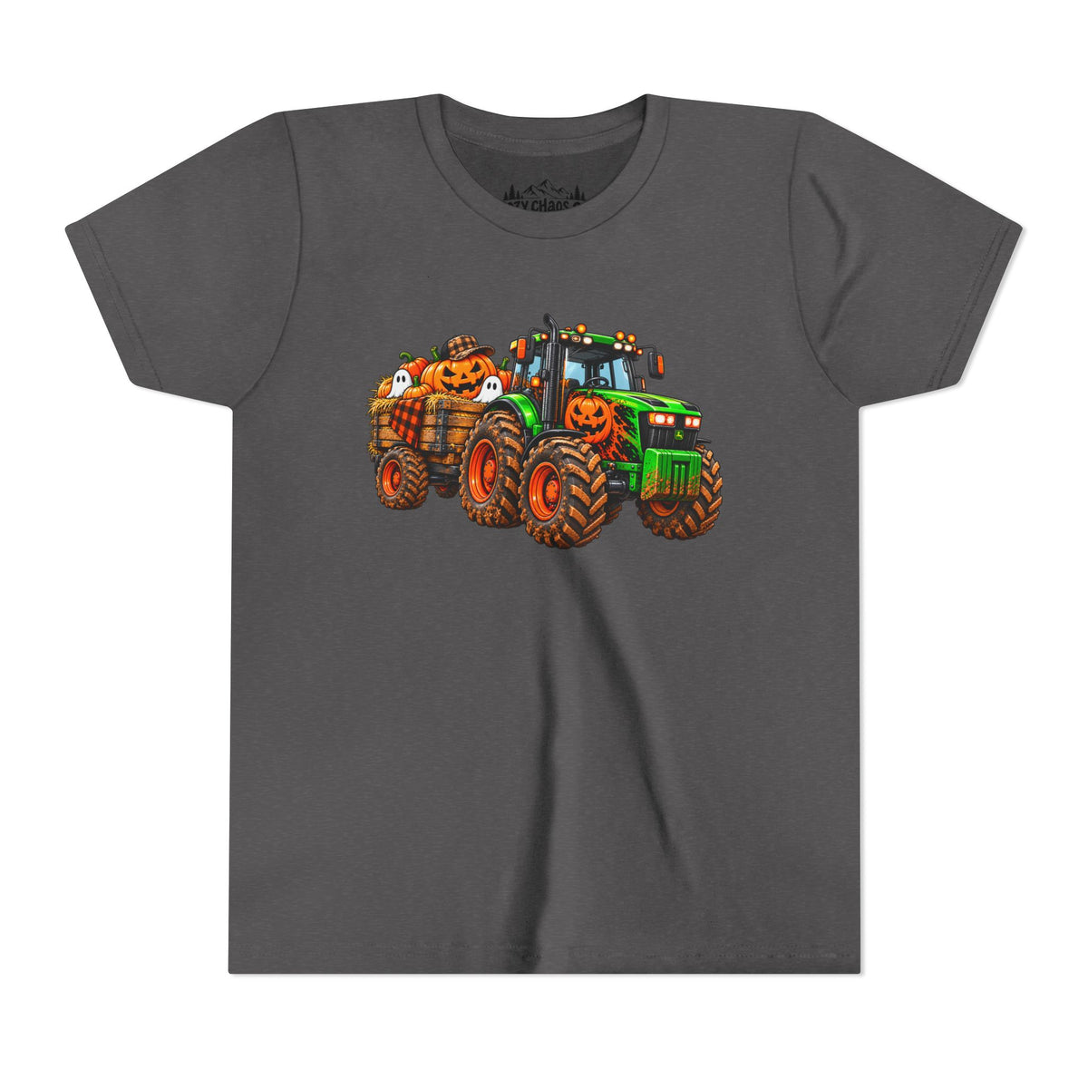 Halloween Tractor Pumpkin Patch Kids Sweatshirt | Cozy Chaos Kid 🎃🚜👻