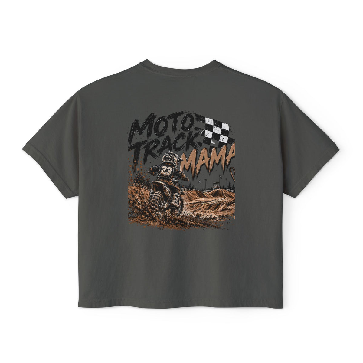 Moto Track Mama – Motocross Mom Graphic CropTee 🏁🤎