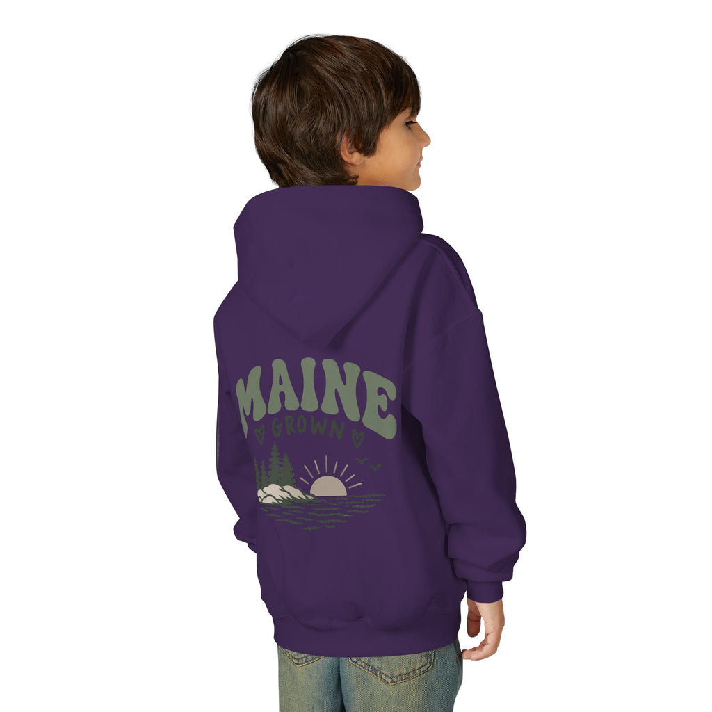 Maine Grown Kids Sweatshirt – Cozy Outdoor Pine Tree & Sunset Crewneck