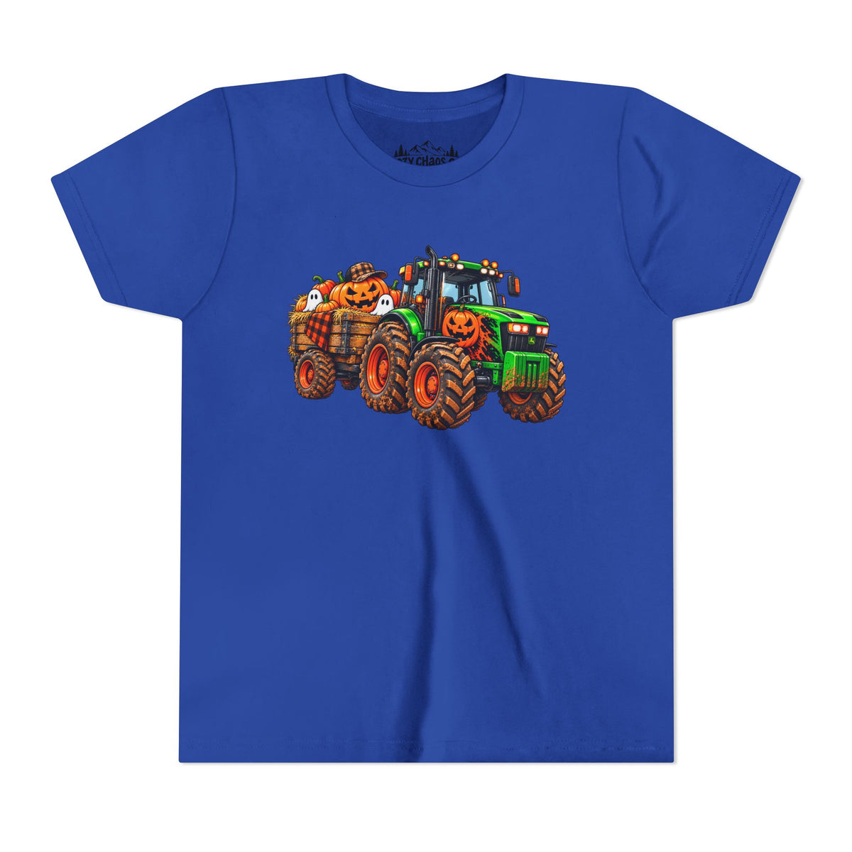 Halloween Tractor Pumpkin Patch Kids Sweatshirt | Cozy Chaos Kid 🎃🚜👻