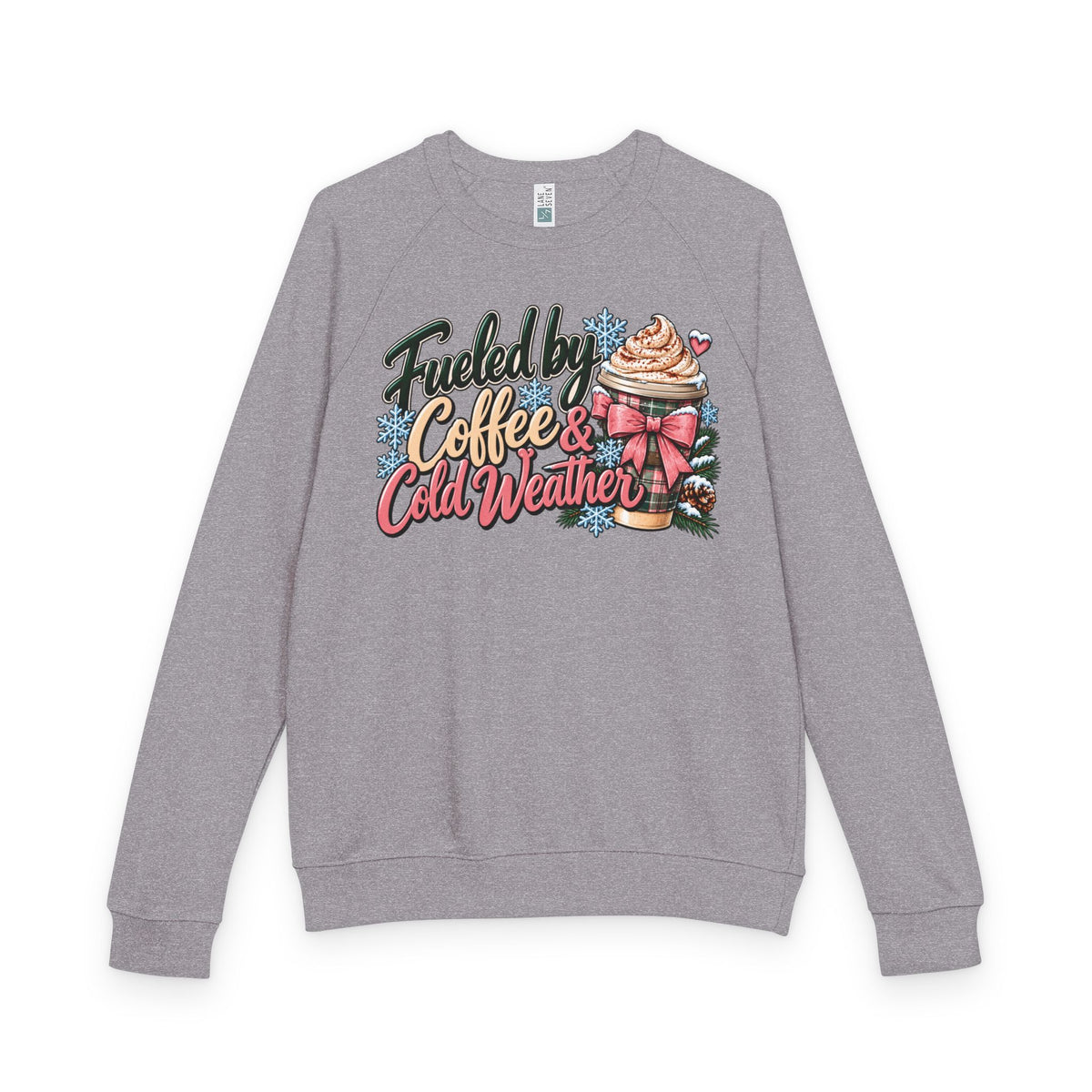 Fueled by Coffee & Cold Weather Long Sleeve Shirt – Cozy Winter Coffee Graphic Tee ☕❄️🩷
