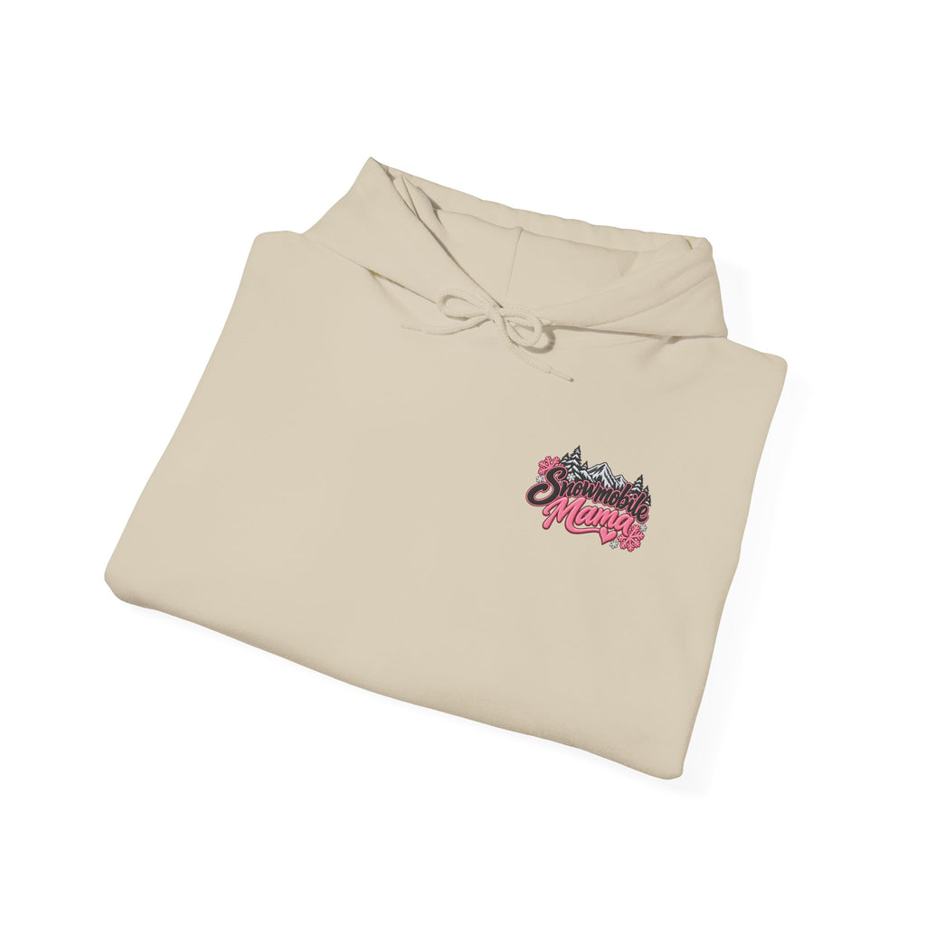Snowmobile Mama Winter Hoodie – Women’s Snowmobile Graphic Sweatshirt | Cozy Winter Outdoor Hoodie 🩷❄️🏔️