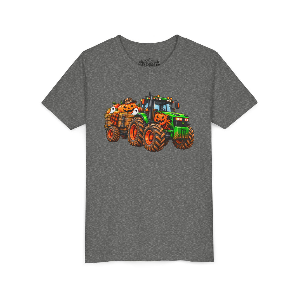 Halloween Tractor Pumpkin Patch Kids Sweatshirt | Cozy Chaos Kid 🎃🚜👻